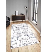 Dijital Baskılı Yıkanabilir Kaymaz Modern Renkli Salon Halısı Mutfak Halısı Yolluk ND-HY-901 (Beyaz)