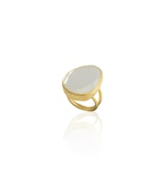 Kadir Jewellery 22 Ayar Altın Kaplama Kadın Fosil Taşlı Yüzük (Beyaz)
