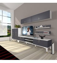 Decoraktiv Eko 6Y Mdf Dvd Gold Tv Ünitesi Tv Sehpası (Beyaz - Antrasit)