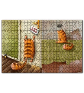 Cakapuzzle Yaramaz Kedi Rahatsız Etmeyin Yazılı  Puzzle Yapboz MDF (Ahşap) (1000 Parça)