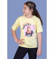 Toontoy Kız Çocuk Power Baskılı Tişört (Sarı)
