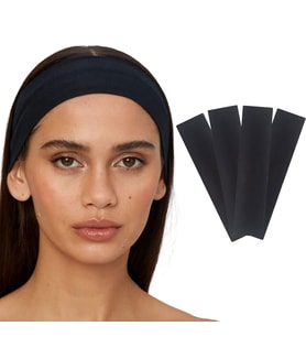 4'lü Spor Kadın Erkek Saç Bantları, Elastik Kaymaz İnce Ter Emici Esnek Genç Saç Bandı Bandana, Kadın Makyaj Yüz Yıkama Koşu Dans Fitness Yoga Pilates Bisiklet İçin Saç Bandı Taç, Kadın & Erkek Pamuk Atletik Egzersiz Ter Bandı Düz Renk Kafa Bandı (Siyah)