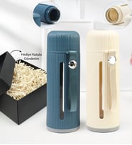 Hediye Kutusunda 2'li 500 ml Plastik Sargılı Cam Matara (Model 2)