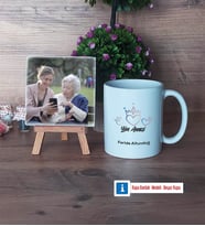 Yılın Annesi Fotoğraflı Dekoratif Taş, Kupa Bardak Beyaz Hediye (Model 1)
