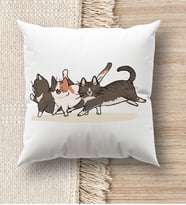 BK Gift Kedi Tasarımlı Beyaz Kırlent Yastık, Ev Hediyesi, Ev Dekorasyonu, Dekoratif Hediye (Model 11)