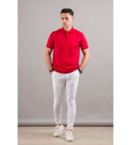 NEHİR by Faruk Ülker Polo Yaka Çıt Çıtlı Merserize Süperfine Cotton Erkek T-Shirt  (Kırmızı)