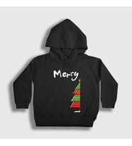 Presmono Unisex Çocuk Beyaz Merry Christmas Funny Yılbaşı Kapüşonlu Sweatshirt 364700tt (Siyah)