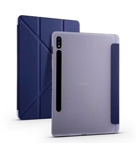 Galaxy Tab S7 T870 Kılıf Tri Folding Smart Kalem Standlı Kılıf (Lacivert)