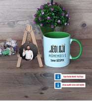 Jeoloji Mühendisi Kupa Bardak Beyaz ve Fotoğraflı Ahşap Anahtarlık Hediye (Model 14)