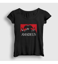 Presmono Kadın Kırmızı Poster Amadeus Mozart T-Shirt 477131tt (Siyah)