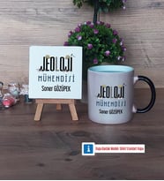 Jeoloji Mühendisi Dekoratif Taş, Kupa Bardak Kırmızı Hediye (Model 8)