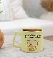 BK Gift Esprili Tasarım Pastel Sarı Middle Kupa Bardak, Arkadaşa Hediye, Ev Hediyesi, Doğum Günü Hediyesi, Ofis Hediyesi (Model 11)