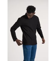 Gömlek Yaka Hafif Armürlü Slimfit Uzun Kol Sweatshirt (Siyah)