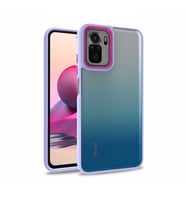 Xiaomi Redmi Note 10S Kılıf Kamera Nikelaj Kenar Renkli Kapak (Lila)