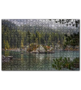 Cakapuzzle Orman Göl Ada ve Yağmur Damlaları  Puzzle Yapboz MDF (Ahşap) (500 Parça)