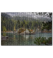 Cakapuzzle Orman Göl Ada ve Yağmur Damlaları  Puzzle Yapboz MDF (Ahşap) (500 Parça)