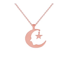 Kişiye Özel 925 Ayar Gümüş Atatürk Ay Yıldız Kolye (Rose)