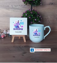 Developer Dekoratif Taş, Kupa Bardak Kırmızı Hediye (Model 4)