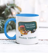 Matematik Öğretmeni Tasarımlı Kişiye Özel Kupa Bardak (Mavi)