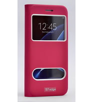 Galaxy S7 Edge Kılıf Dolce Kapaklı Kılıf (Pembe)