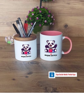 Sevimli Panda Kalemlik, Kupa Bardak T Kişiye Özel Hediye (Model 9)