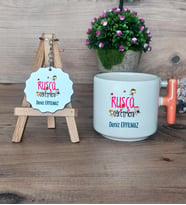 Rusça Öğretmeni Hediye Seti Kupa Bardak T Kulplu ve Anahtarlık Öğretmenler Günü Hediyesi (Model 7)