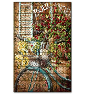 Cakapuzzle Bisiklet Sepetinde Şarap Meyveler Çiçekler Puzzle Yapboz MDF(Ahşap) (255 Parça)