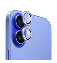 Microsonic Apple iPhone 16 Plus Tekli Diamond Taşlı Kamera Koruma Camı Yeşil (Mavi)