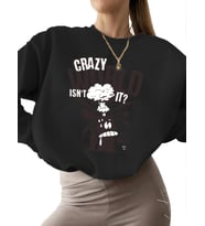 bisiklet yaka erkek unisex Sweatshirt kadın 3 iplik şardonlu kalın Sweatshirt Bej Çılgın dünya (Siyah)
