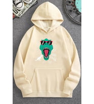Unisex T - Rex Baskılı Sweatshirt (Bej)