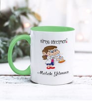 Kimya Öğretmeni Tasarımlı Kişiye Özel Kupa Bardak (Yeşil)