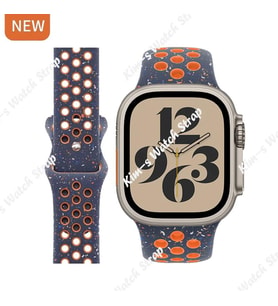 Apple Watch 42mm Kordon KRD-02 Suya Dayanıklı Delikli Renkli Silikon Kordon (Lacivert)