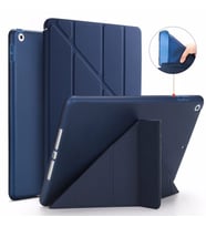 iPad 2 3 4 Kılıf Trifolding Arkası Silikon Smart A1395 A1396 A1397 A1416 A1430 A (Lacivert)