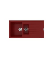 POLEX Cristalüx Granit Eviye P-01 1,5 Gözlü Tezgah Altı Ve Tezgah Üstü Mutfak Evyesi 99x49,5cm (Bordo)