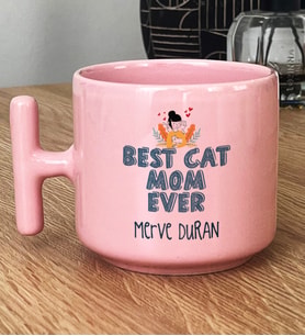Kişiye Özel Best Cat Mom Ever Hediye Pastel T Kupa En İyi Kedi Annesi (Pembe)