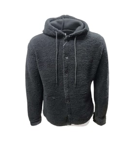 Yegua Y00791 Erkek Kapüşonlu Kuzu Peluş Hırka - Y00791 - Siyah - ST00791-Siyah-L (Siyah)