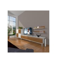 Decoraktiv Eko On Mdf Std Krom Ayaklı Tv Ünitesi Tv Sehpası (Beyaz - Ceviz)