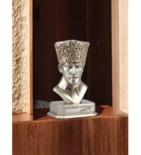 Mustafa Kemal Atatürk Büst Biblo Siyah (Gümüş)
