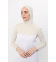 Boyunluklu Boneli Uzun Kolluk (Krem)