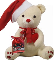 Yılbaşı Özel Konseptli  Romantik "Merry Christmas" Peluş Ayı 80 cm (Beyaz)