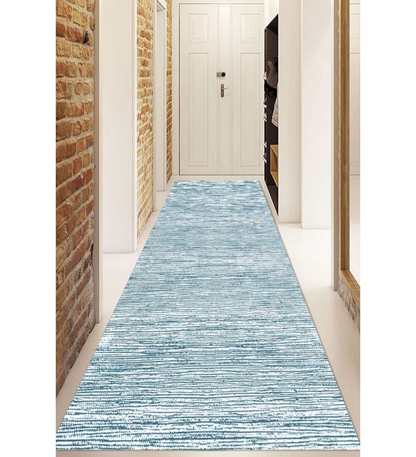 Dijital Baskılı Kaymaz Taban Yıkanabilir Modern Yolluk Ve Koridor Halısı NDU-SD-378 (Mavi)