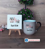 Paramedik Dekoratif Taş, Kupa Bardak Kırmızı Hediye (Model 9)