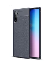 Microsonic Samsung Galaxy Note 10 Kılıf Deri Dokulu Silikon (Lacivert)