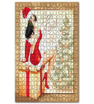 Cakapuzzle Çekici Kadının Noel Kutlaması Görseli Puzzle Yapboz MDF (Ahşap) (255 Parça)