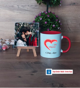 Sevgiliye Hediye Fotoğraflı Dekoratif Taş, Kupa Bardak Beyaz Hediye (Model 2)
