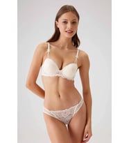 Pierre Cardin Kadın Balenli Destekli Push Up Sütyen Takımı (İnci)