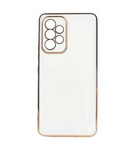 Samsung Galaxy A53 5G Kılıf Kenarları Gold Kamera Korumalı Renkli Pastel Silikon Açık Yeşil BARK (Beyaz)