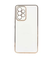 Samsung Galaxy A53 5G Kılıf Kenarları Gold Kamera Korumalı Renkli Pastel Silikon Açık Yeşil BARK (Beyaz)