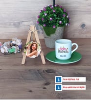 İtalyanca Öğretmeni Türk Kahvesi Fincanı Ahşap Altlıklı ve Fotoğraflı Ahşap Anahtarlık Hediye (Model 9)