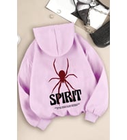 Unisex Cartoon Face Siyah Beyaz Hoodie (Lila)